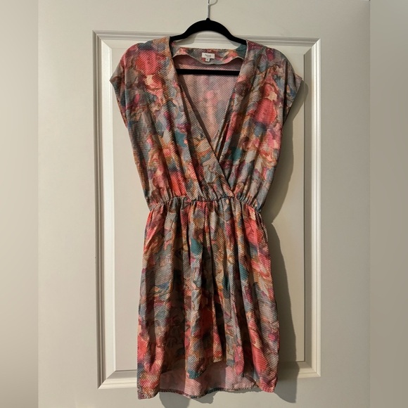Hoss Intropia Mini Short Dress Tie Dye Colorful Pink 100% Silk Size 36 US 4  EUC - Picture 1 of 7
